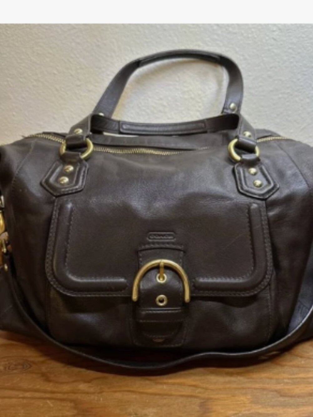 Coach Campbell Leather Hobo Double Handle Shoulder Bag Mahogany Brown F24686